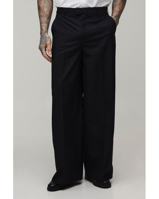 BoohooMAN Black Tall Extreme Wide Leg Tailored Trousers for men