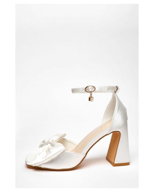 Quiz White Bridal Bow Heeled Sandals