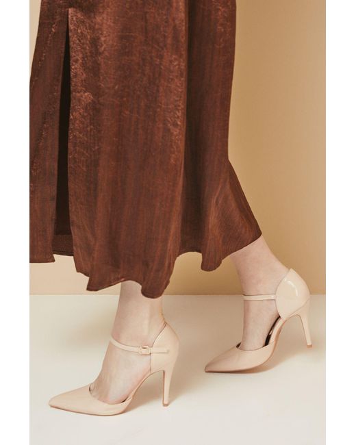 Wallis Brown Paula Faux Patent Leather High Stiletto Heel Court Shoes