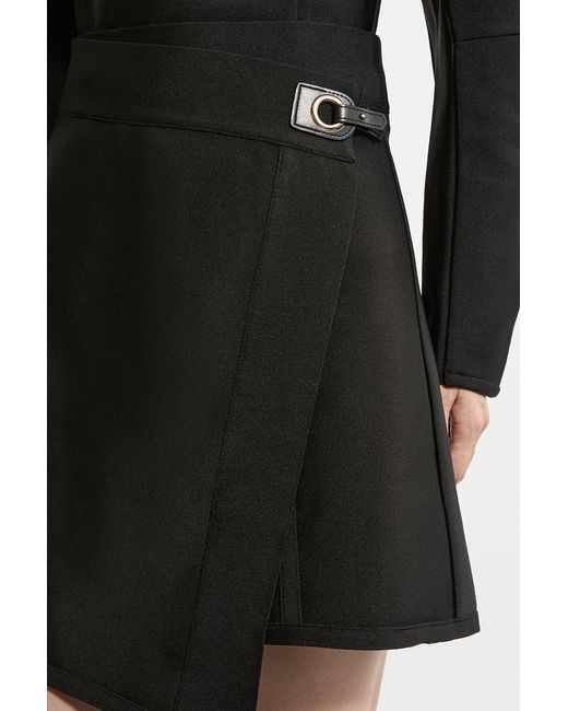 Karen Millen Black Figure Form Bandage Asymmetric Mini Skirt