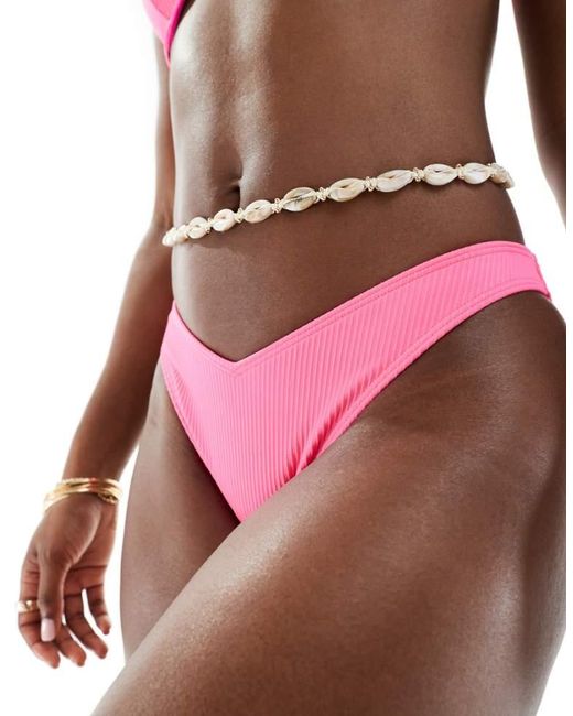 Hollister Pink Co-Ord Ribbed Cheeky Bikini Bottom
