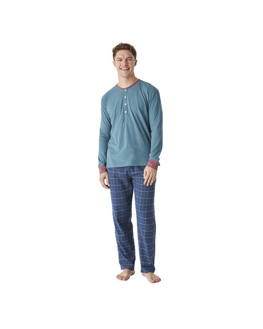 J&j Brothers Blue Jjb12 Long Sleeve Round Neck Cotton Pajamas for men