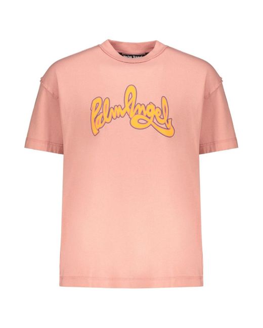 Palm Angels Pink Seasonal Logo Insideout T-Shirt Cotton for men