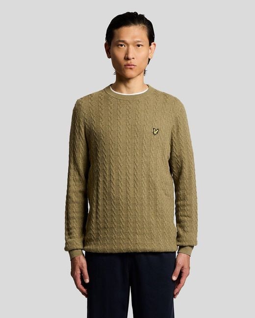 Lyle & Scott Green Linen Blend Ribbed Crew Neck Jumper