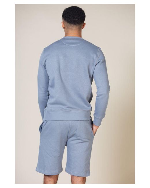 French Connection Blue Cotton Blend Sweatshirt And Short Set for men