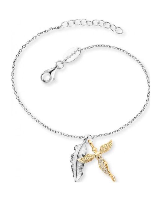 Engelsrufer White Erb-Feder-Angel-Big Ladies Feather And Angel Bracelet