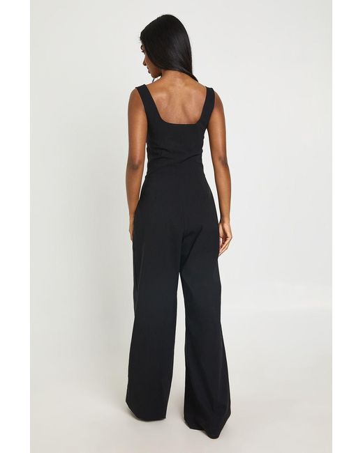 Boohoo Blue Corset Detail Wide Leg Jumpsuit
