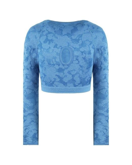 GYMSHARK Blue Adapt Camo Crop Top