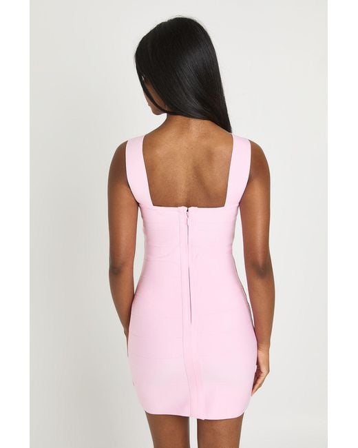 Boohoo Pink Premium Bandage Plunge Front Mini Dress