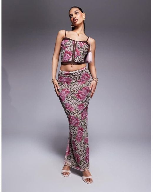 Princess Polly Purple Mesh Back Split Maxi Skirt Co-Ord