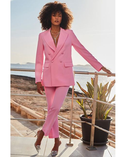 Sosandar Pink Double Breasted Blazer