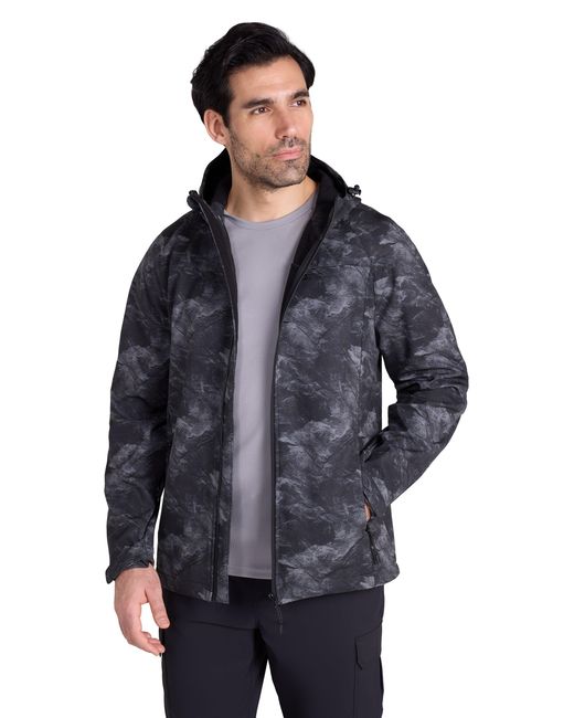 Mountain Warehouse Blue 'Exodus' Printed Softshell Jacket Windproof Breathable Activewear for men