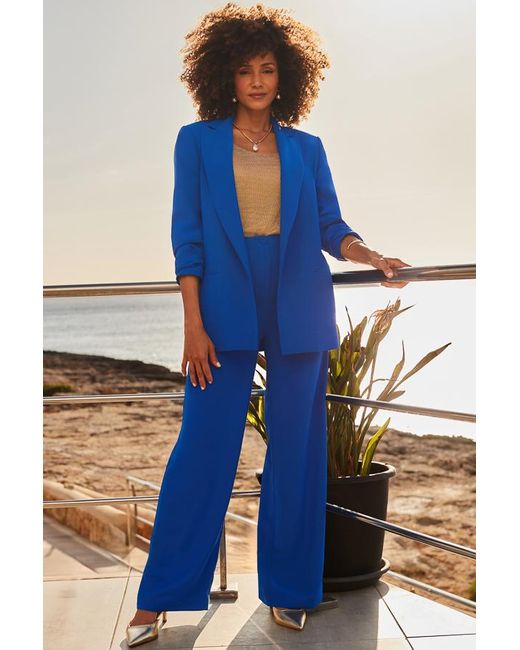 Sosandar Blue Cobalt Wide Leg Trousers