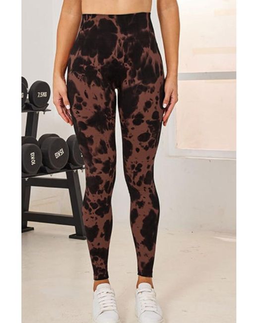 Everyday the Label Brown Damen Batik Hohe Taille Active Leggings