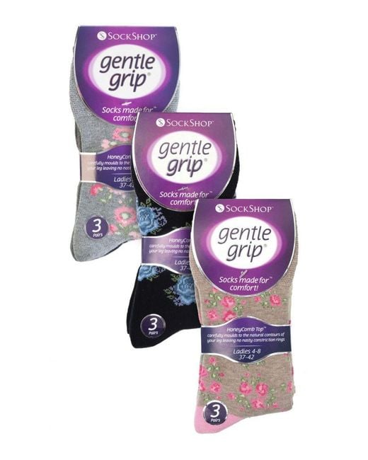 Gentle Grip White 9 Pair Multipack Ladies Cotton Crew Non Elastic Socks