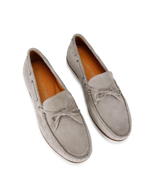 KG by Kurt Geiger White Suede Venice Slip On Boat Shoes for men