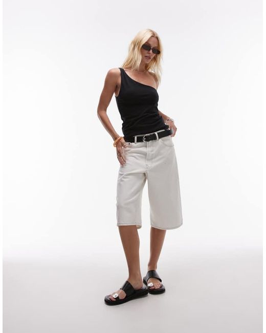 TOPSHOP Black Premium One Shoulder Top