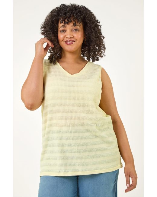Roman Yellow Curve Stripe Textured Vest Top