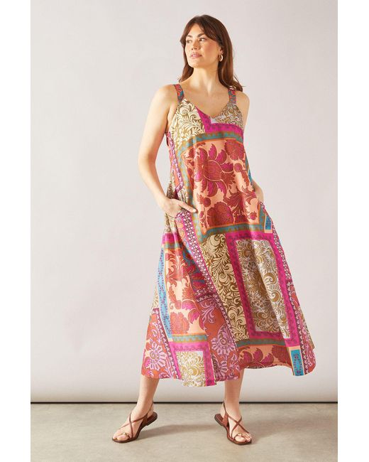 Wallis Pink Tile Print Midaxi Swing Dress