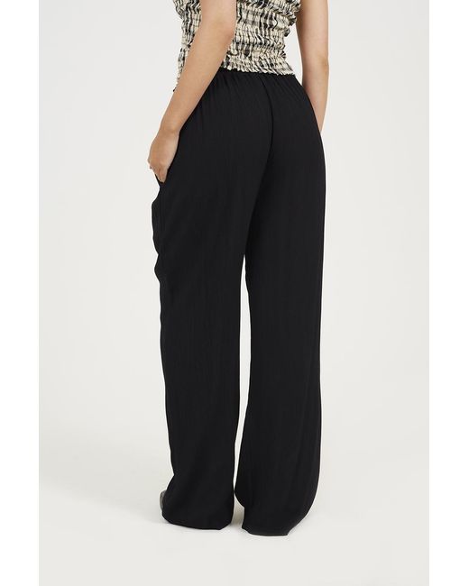 Brave Soul Black Crinkle Textured Drawcord Trousers