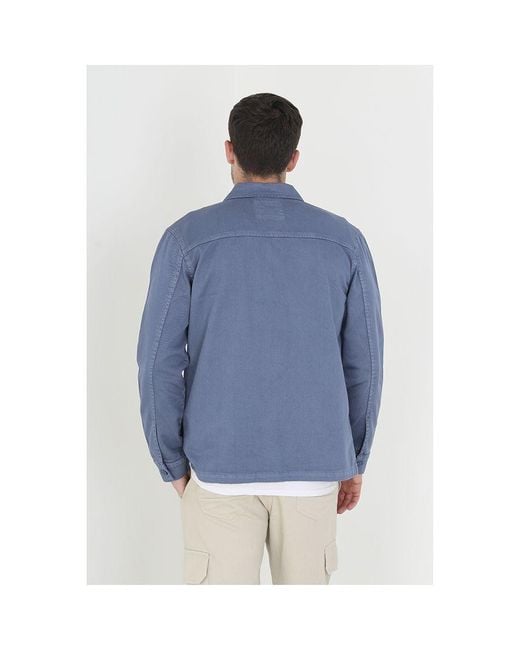 Brave Soul Blue 'Rio' Cotton Twill Shacket for men
