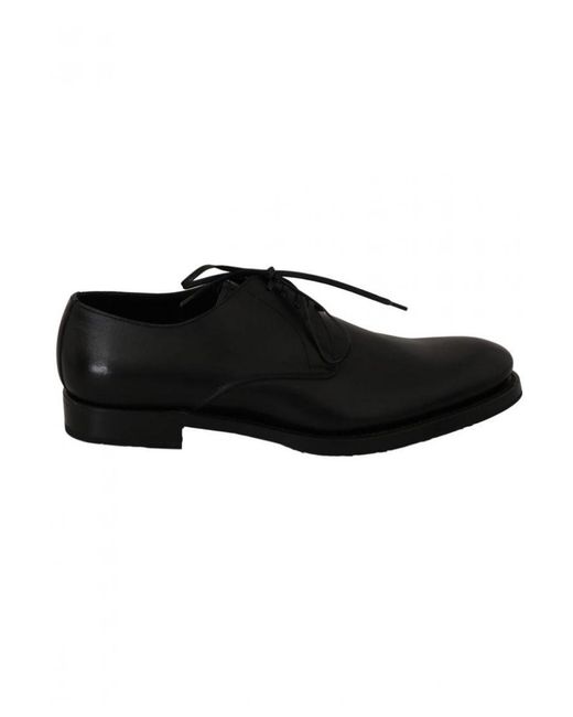 Dolce & Gabbana Black Leather Derby Formal Dress Shoes for men