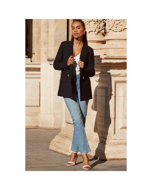 Sosandar Black Double Breasted Blazer