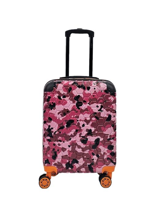 Infinity Leather Red Hardshell Cabin Suitcase Robust 8 Wheel Abs Luggage Travel Bag