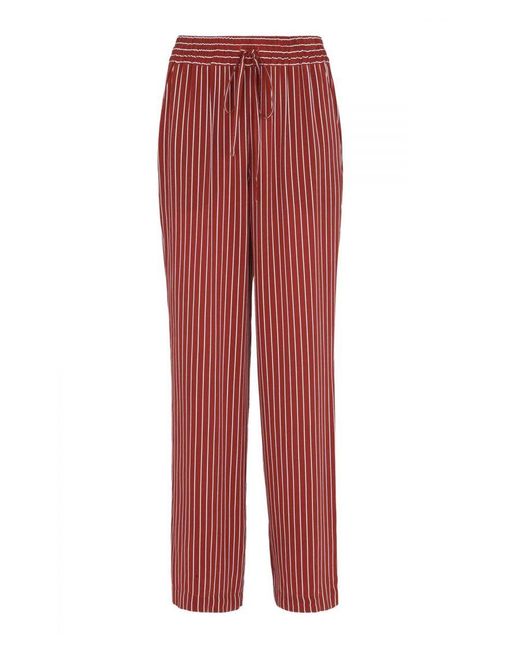 Whistles Red Wide Leg Stripe Trousers