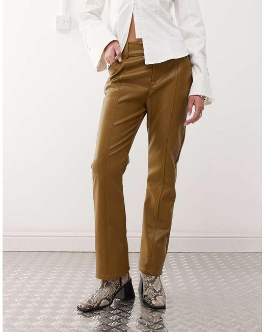 Labelrail Natural X Jennifer Mcking Faux Leather Thong Panel Trousers