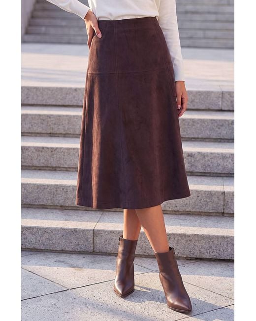 Roman Purple Petite Suede A-Line Skirt