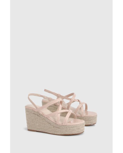 Boohoo Natural Strappy Open Toe Wedges