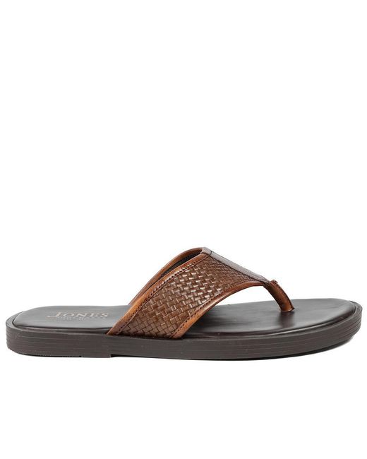 Jones Bootmaker Brown Wallgate Premium Leather Toe Post Sandals for men