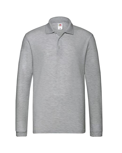 Fruit Of The Loom Premium Poloshirt Met Lange Mouwen (atletische Heide) in het Gray voor heren