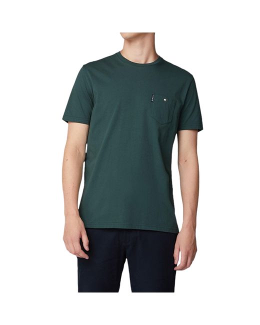 Ben Sherman Green T Shirt Plain Crew Neck Short Sleeve Casual Summer Cotton Tee for men