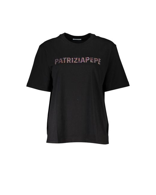 Patrizia Pepe Black Crystalembellished Tee Pa28350
