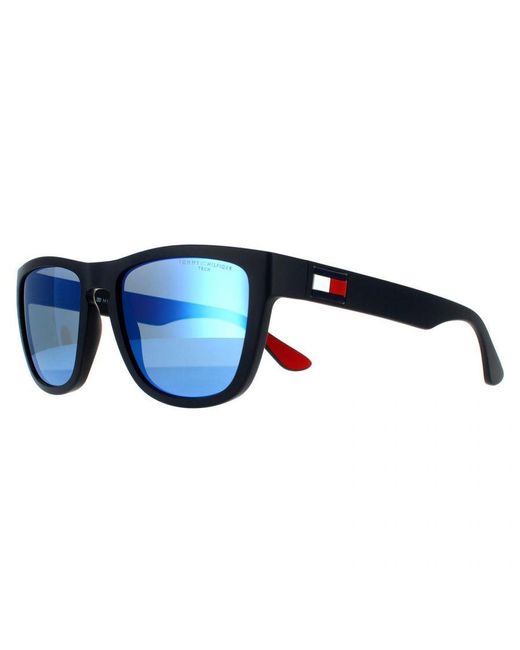 Tommy Hilfiger Blue Square Matte Mirror Sunglasses for men