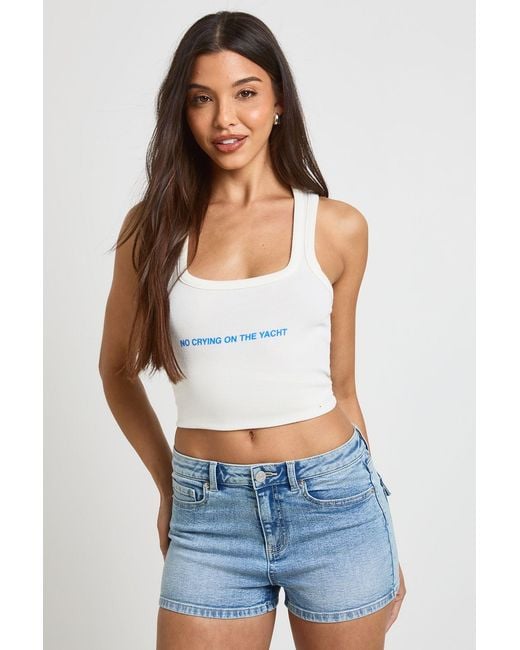 Boohoo Blue Y2K Pocket Denim Mini Booty Short