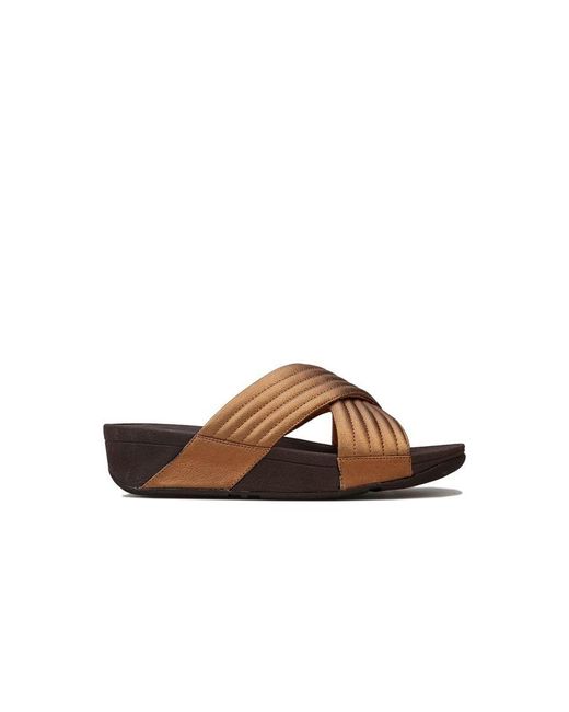 Fitflop S Fit Flop Lulu Padded Cross Slide Sandals in Brown | Lyst UK