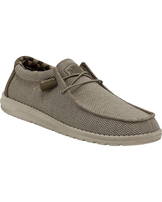 HeyDude Gray Wally Sox Faux Suede Boat Shoes for men