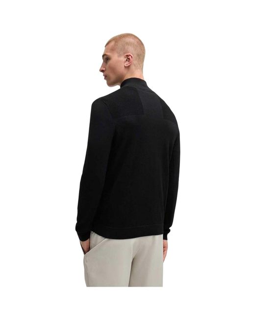 Boss Zip Necker Regular Trui in het Black voor heren