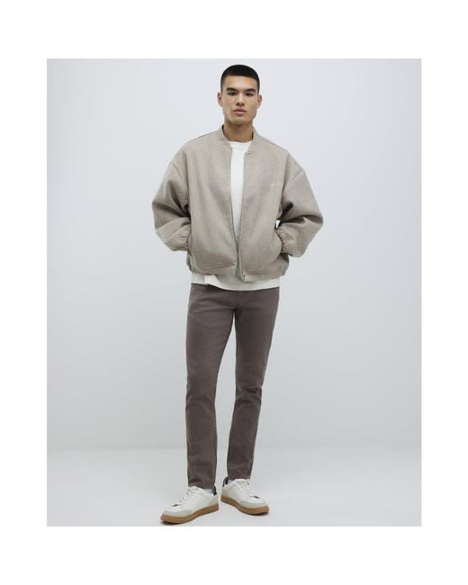 River Island Gray Slim Jeans Fit Washed Cotton for men