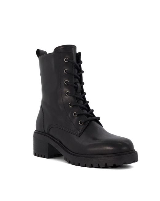 Dune Black Ladies Percent Casual Lace-up Boots Leather