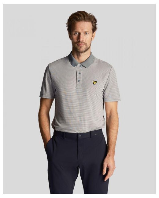 Lyle & Scott Gray Golf Microstripe Polo Shirt for men
