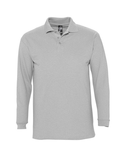 Sol's Gray Winter Ii Long Sleeve Pique Cotton Polo Shirt Marl) for men