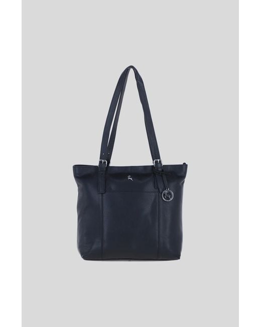 Ashwood Leather Blue 'Athy' Genuine Shoulder Tote Bag With Metallic Charm