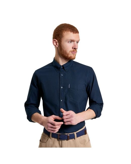Ben Sherman Blue Signature Oxford Long-Sleeved Shirt (Dark) for men