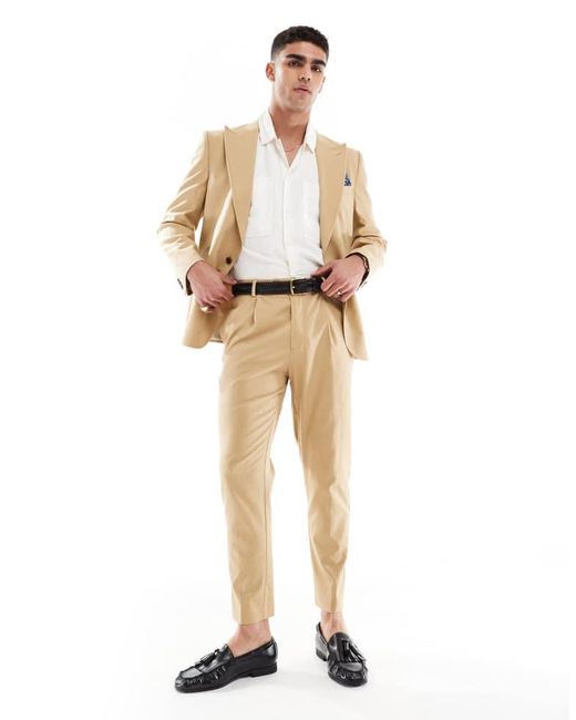 ASOS Natural Linen Blend Slim Suit Jacket for men