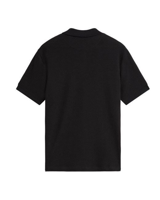 Ted Baker Black Redman Regular Textured Polo Shirt Cotton for men