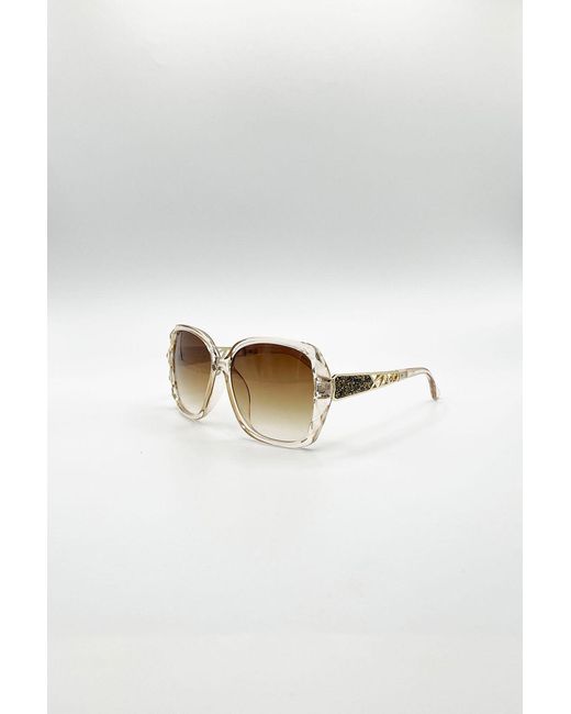 SVNX White Round Square Side Detail Sunglasses